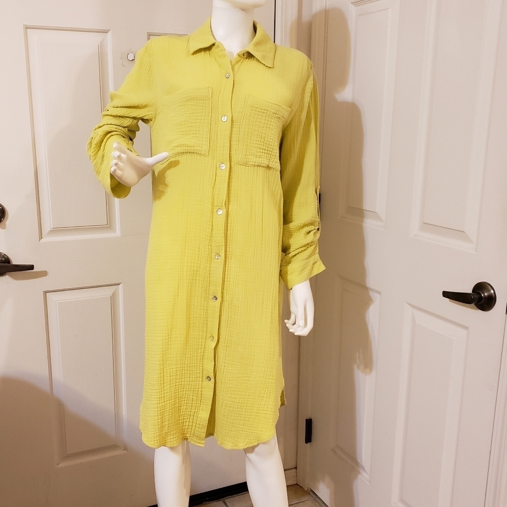 Magaschoni size Large shirt dress 100٪ cotton
